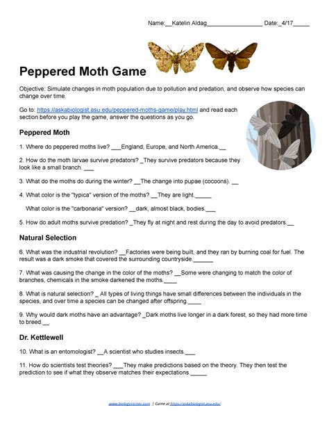 peppered moth game|peppered moth game worksheet answers.